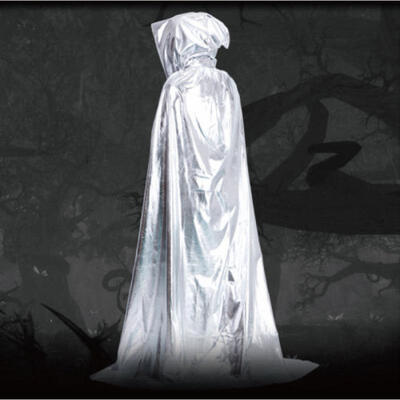 Halloween Black Hooded Cloak Cape Wedding Coat Costume Medieval Long Wicca Robe
