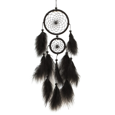 

UpperX India Handmade Black Dream Catcher Handmade Rattan Dreamcatcher With Feathers For Home Wall Decorations Ornament