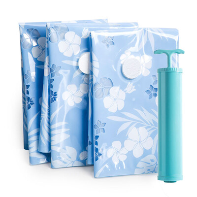 

Jingdong Supermarket] Storage Dr. (DR.STORAGE) Vacuum compression bag 12 wire thicker naive blue set Small suit 8 pieces Hand pump
