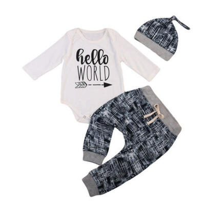 

3PCS Toddler Newborn Baby Infant Boy Girl Cotton Romper Jumpsuit Outfits Set New