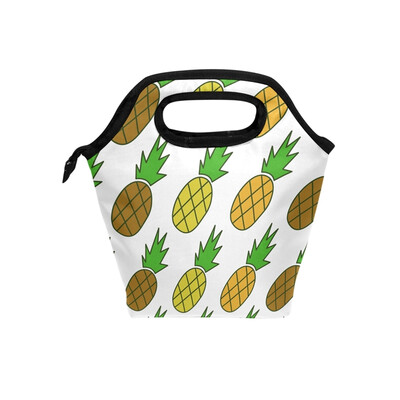 

Yellow Pineapple Lunch Bag Tote Travel Picnic Insulated Handbags Portable Zipper Lunch Bag Box