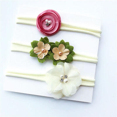 

3Pcs Kids Baby Girls Head Band Hair Bows Flower Girls Headband Stretch Hairband