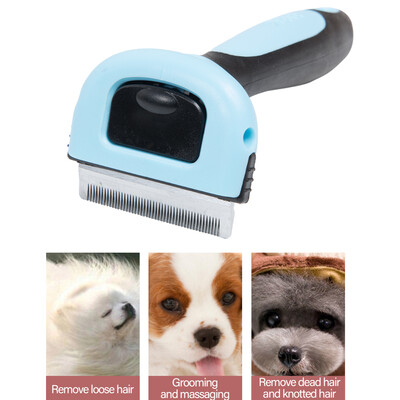 

Pet Grooming Brush Comb Pet Hair Remover Cat Hair Shedding Tool with Stainless Steel Trimming Blade
