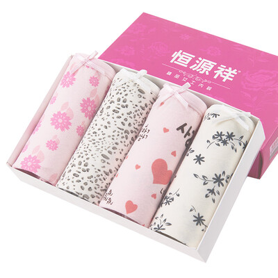 

Ms Heng Yuan Xiang underwear female 4 low waist cotton small floral sexy cute cotton comfortable briefs G0211 mixed color 4 gift box L 16590