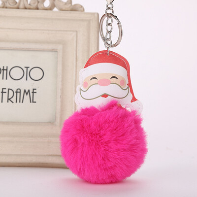 

Cute Christmas Gift Santa Keychain for Women Pom Pom Ball Keychains
