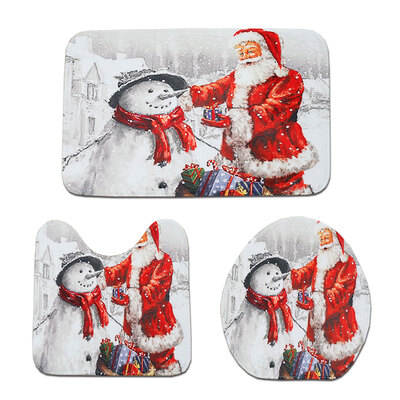 

Cartoon Christmas Decoration Carpet Three-Piece Suit Set