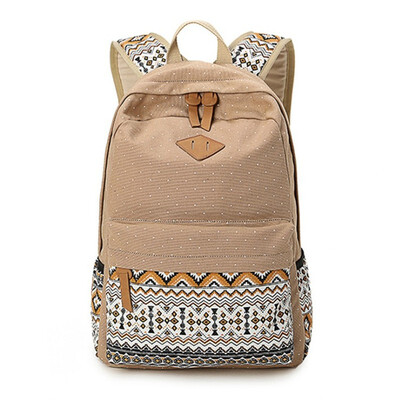 

New backpack womens school bag canvas national style outdoor sports womens bag