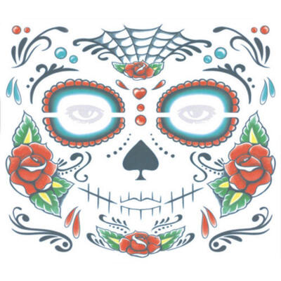 

1Pc Zombie DAY OF THE DEAD temporary tattoo mask costume Sugar Skull