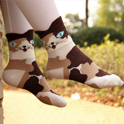 

1 Pair Fashion Womens Sports Casual Cute Cat Striped Ankle High Cotton Socks