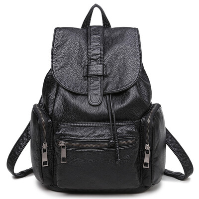 

Hong Hyun дети XIASUAR Промытой кожи сумка рюкзак удваивает корейских приливной PU кожаного мешка путешествие колледж Ветер мешок 2876 черные