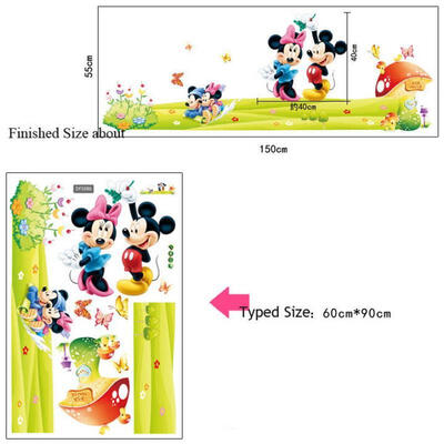 

Mickey&Minnie Mushroom Grassland Mural Wall Sticker Decals Kids Bedroom Decor lx