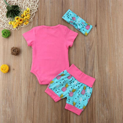 

Canis Toddler Infant Baby Girls Tops Romper Shorts Headband Outfits Clothes Set