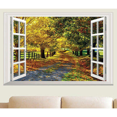 

Large Maple Boulevard 3D Window View Removable Wall Art Sticker Decal Home Mural
