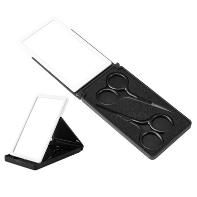 

Round Facial Hair Scissors Nose Hair Scissors Beard Eyebrow Trimmer Scissors Stainless Steel Set with Mirror Storage Box