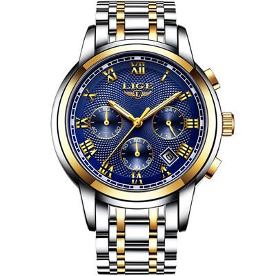 

LIGE 9849 Quartz Man Watch Unique Fashion Sport Casual Brand Quartz Clock Luxury Stainless Steel Strap Waterproof Wrist Watch Relo