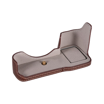 

Half Camera Case Bag Bottom Opening Camera Bag Coffee Protective PU Leather Camera Case for Sony ILCE9 A9 A7III A7RIII