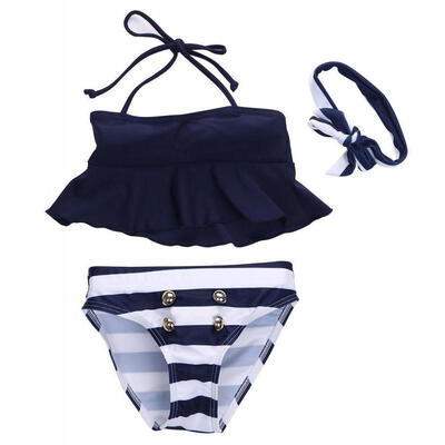 

Kids Baby Girls Bikini Suit Navy Swimsuit Swimwear Bathing Swimming Clothes