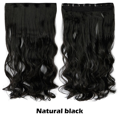 

Synthetic Fiber Clips in on Hair Extension 34 Full Head One Piece 5 Clips Long Silky Straight Curly Wavy
