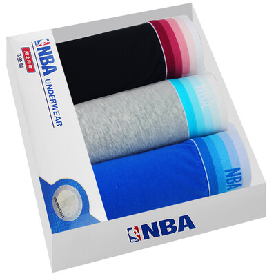 

【Jingdong Supermarket】 NBA underwear men's solid color Xinjiang long-staple cotton flat-angle underwear in the waist shorts pants shorts 3 gift box Ma gray / possession of blue / sapphire blue XL