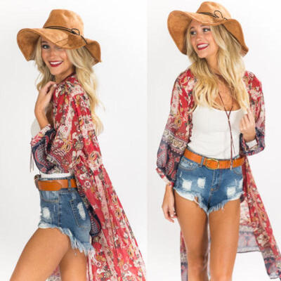 

Vintage Women Floral Loose Shawl Kimono Cardigan Boho Chiffon Tops Jacket Blouse