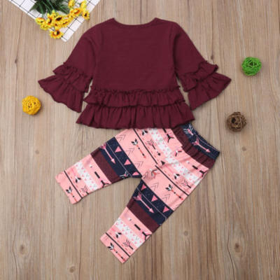 

Toddler Kids Baby Girls Clothes Outfits Ruffle Tops DressFloral Pants Set 6M-4Y