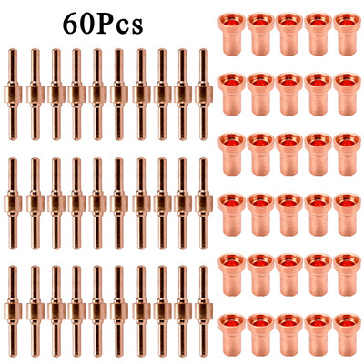 

60PCS Red Copper Extended Long Plasma Cutter Tip Electrode Nozzle Kit Consumable For PT31 -G40 40A Cutting
