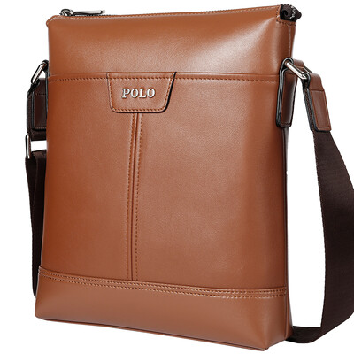 

POLO men business Messenger bag leather shoulder bag 041091 coffee color