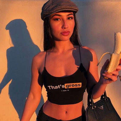 

Women Ladies GROSS Printed Tank Top Cami Sleeveless Vest Crop Top Tee UK