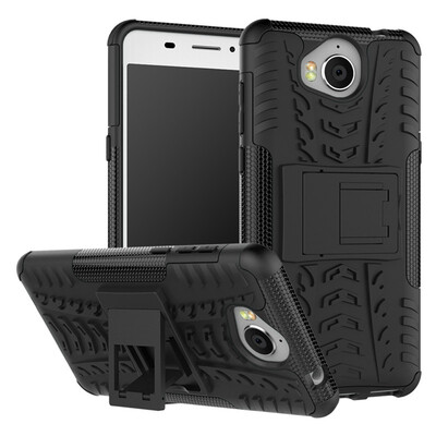 

Fivice Huawei Y5 2017 Case TPU anti-fall tire pattern back clip bracket phone case