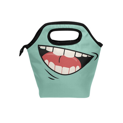 

Lunch Bag Tote Bag Mouth Teeth Travel Picnic Organizer Lunch Holder Handbags Lunch Bag Box for Office