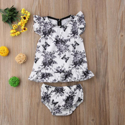 

Newborn Toddler Baby Kids Girl Floral Top Blouse Shorts Pants Outfit Clothes