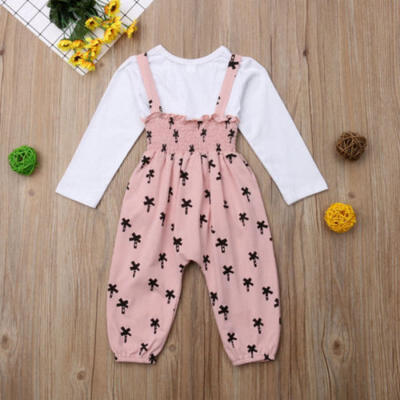 

Toddler Kids Baby Girl Tops T-Shirt Bib Strap Overalls Pants 2Pcs Outfit Clothes