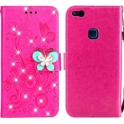 

MOONCASE Huawei P10 Lite Butterfly Rhinestone Embossed Leather Case - Red