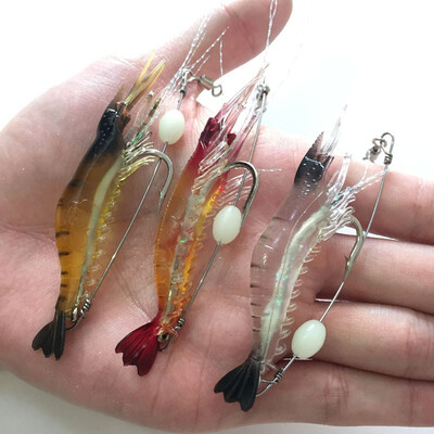 

5pcslot Shrimp Soft Lure 9cm6g Fishing Artificial Bait With Glow Hook Swivels Anzois Para Pesca Sabiki Rigs Fishing Lure