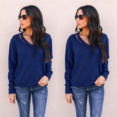 

UK New Ladies Women Autumn Loose Tops Pullover Fashion Long Sleeve Blouse Shirt