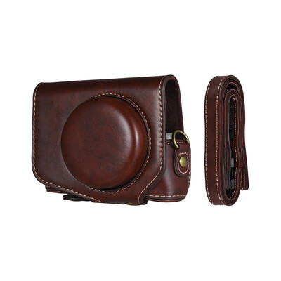 

Leather Camera Case Bag with Strap for Canon Powershot G7 X Mark II G7X II Camera Coffee