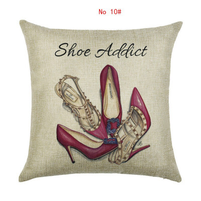 

Cushion cover 45cm45cm Womens shoes&cosmetics linencotton pillow case sofa cushion case square decorative pillow cover