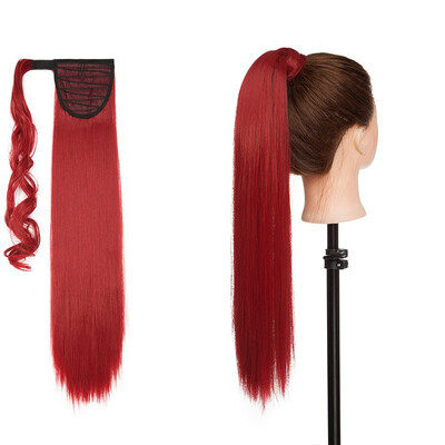 

Long Straight Ponytail Extension Wrap Around Synthetic Ponytail No Clip in Hair One Piece Hairpiece Binding for Women