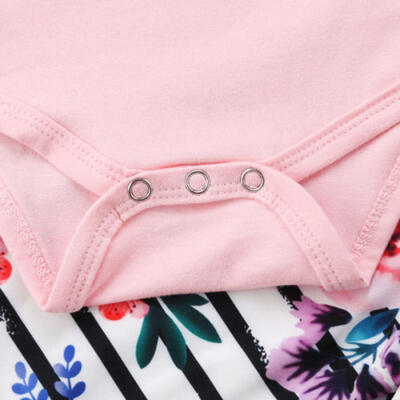 

Newborn Kids Baby Girls Cotton Tops Romper Pants 3Pcs Outfits Set Clothes 0-18M