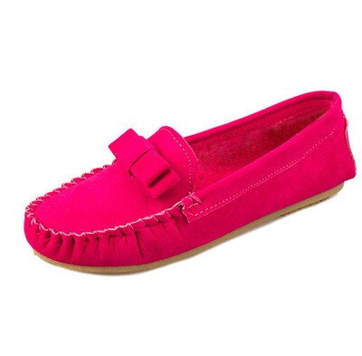 

Women Lady Bow Suede Ballet Flats Slip On Comfortable Loafers Casual Boat Pea Shoes