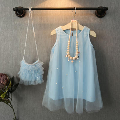 

Kids Baby Girl Princess Party Dress Pearl Tulle Dresses Summer Sundress UK Stock