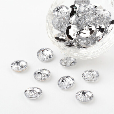 

PH PANDAHALL 100Pcs of 2-Hole Faceted Flat Round Acrylic Rhinestone Buttons