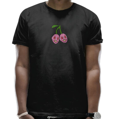 

Cherry Explosion T Shirts for Men Summer Pattern Top Cartoon Black