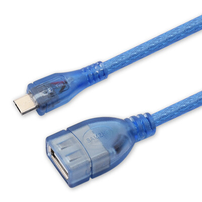 

Shanze SAMZHE OTG-020B USB20 high-speed data line AF Micro transparent blue straight head 02M