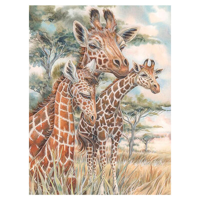 

UpperX Full 5D Diy Diamond Painting Cross Stitch "Three Giraffe" 3D Diamond Embroidery Rhinestone Mosaic Decor Paintings