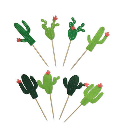 

UpperX Cactus Cacti Cake Cupcake Toppers for Wedding Birthday Baby Shower Hawaii Party Decorations 24 PCS