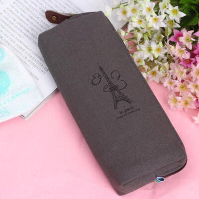 

Canvas Paris Style Pencil Pen Case Cosmetic Bag Coin Purse Pouch Zipper New P
