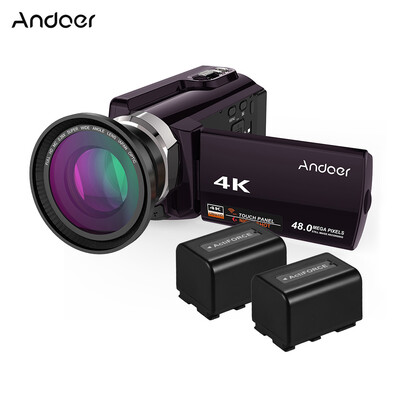 

Andoer HDV-534K 4K 48MP WiFi Digital Video Camera with 039X Wide Angle Macro Lens 2pcs NP-FV5 Plus 37V 2500mAh Camera Battery 10