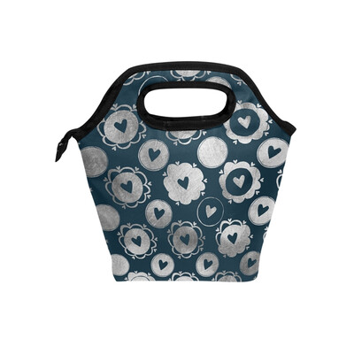 

Insulated Lunch Tote Bag Love Flower Travel Picnic Lunch Handbags Portable Zipper Lunch Bag Box