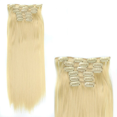 

Wiginway 24" Straight 6 PCS Set Thick Hairpiece Clips in on Synthetic Hair Extensions Hair pieces for Women 16 Clips